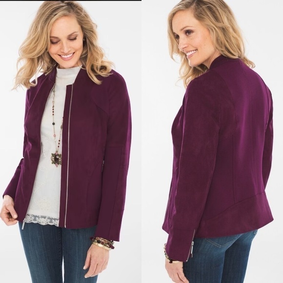 Chico's Jackets & Blazers - Chico’s Faux Suede Knit Mix BomberJacket Size: M